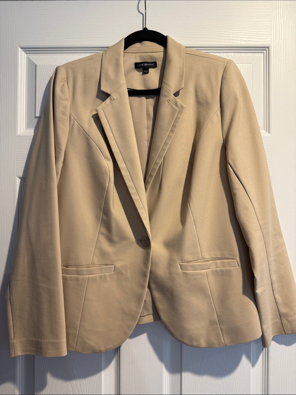 Lane Bryant Neutral Beige Single-Button Tailored Blazer